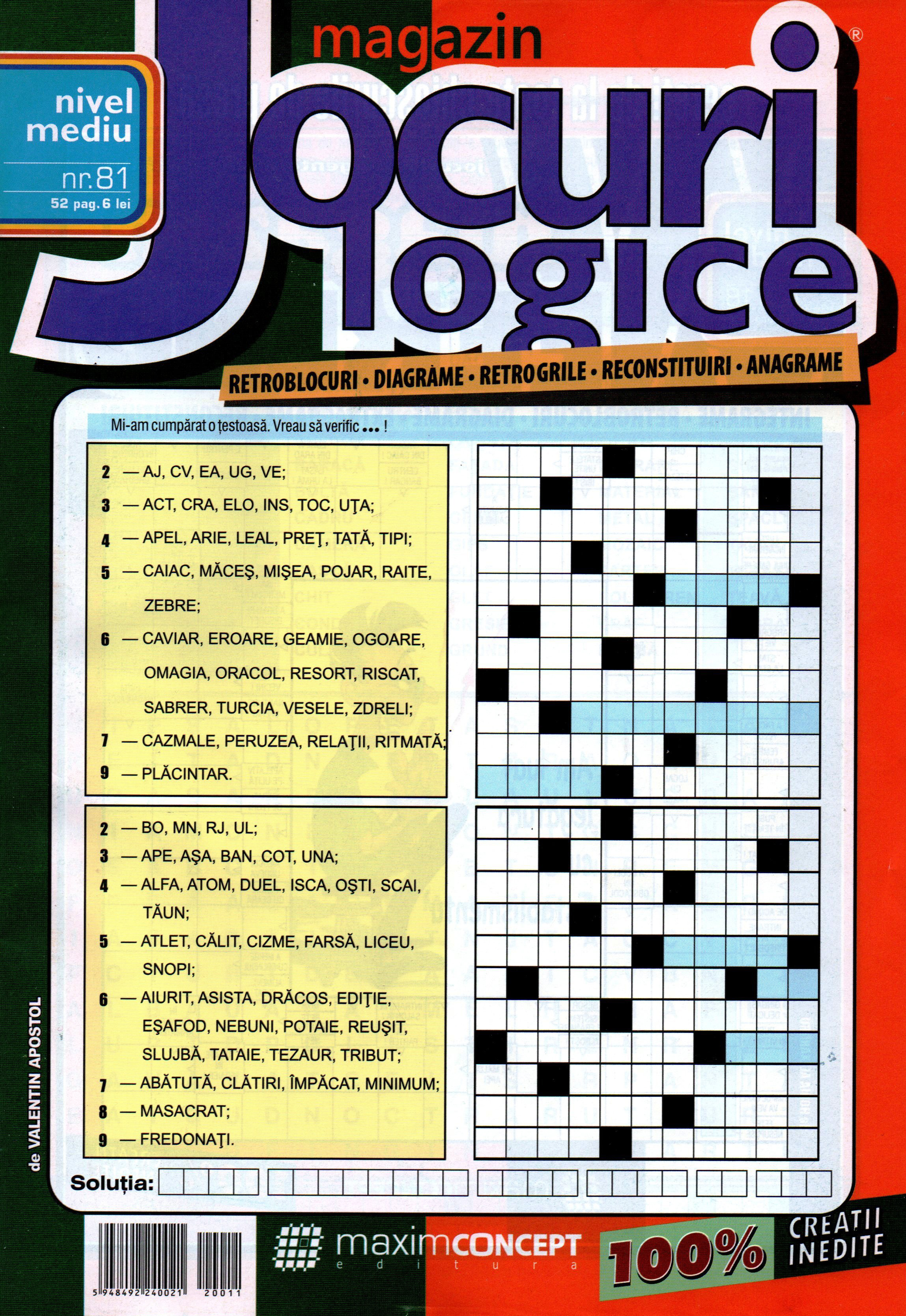 Magazin Jocuri logice nr. 81, noiembrie 2020